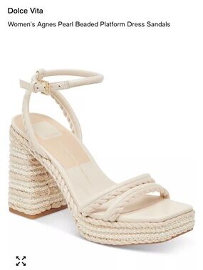 Dolce Vita Cream Pearl-Beaded Braided Platform Sandals